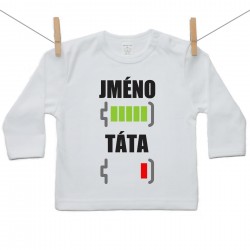 Tričko s dlouhým rukávem Baterie nabitá/vybitá táta se jménem 