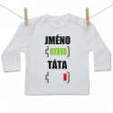 Tričko s dlouhým rukávem Baterie nabitá/vybitá táta se jménem 