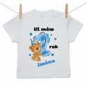 Tričko s krátkým rukávem Už mám 1 rok s Medvídkem a jménem dítěte Chlapec