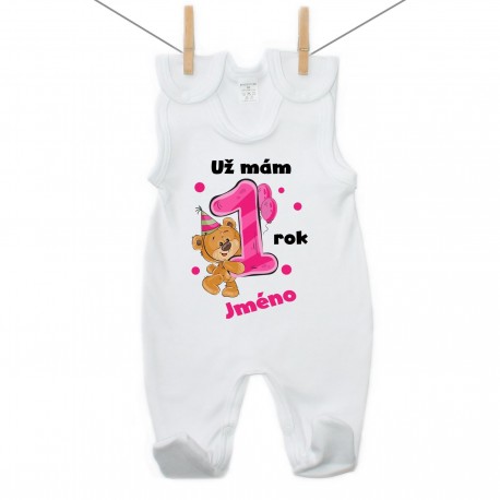 Dupačky Už mám 1 rok s Medvídkem a jménem dítěte Dívka
