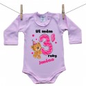 Růžové body s dlouhým rukávem Už mám 3 roky s Medvídkem a jménem dítěte Dívka