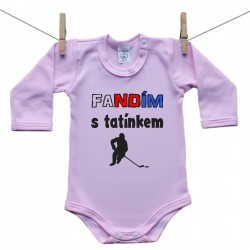 Růžové body s dlouhým rukávem Fandím s tatínkem