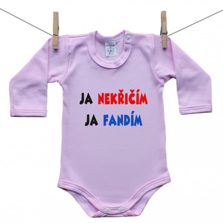 Růžové body s dlouhým rukávem Ja nekřičím ja fandím
