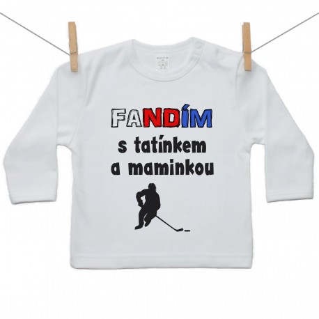Tričko s dlouhým rukávem Fandím s tatínkem maminkou