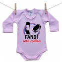 Růžové body s dlouhým rukávem Fandí celá rodina
