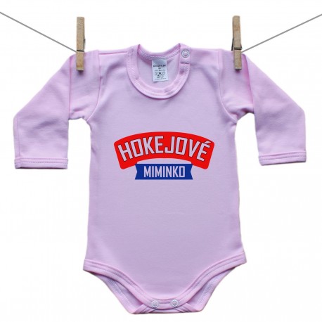 Růžové body s dlouhým rukávem Hokejové miminko