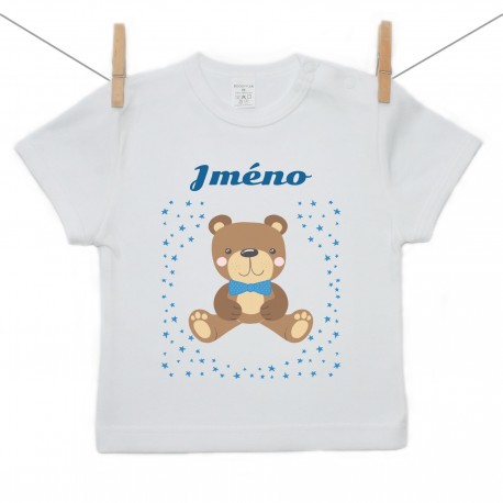 Tričko s krátkým rukávem se jménem dítěte Medvídek Chlapec