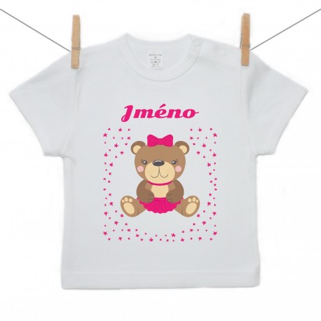 Tričko s krátkým rukávem se jménem dítěte Medvídek Dívka