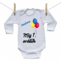 Body s dlouhým rukávem Můj 1. svátek se jménem dítěte Medvídek Chlapec