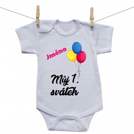 Body s krátkým rukávem Můj 1. svátek se jménem dítěte Medvídek Dívka Body s krátkým rukávem Můj 1. svátek se jménem dítěte Medvídek Dívka