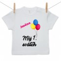 Tričko s krátkým rukávem Můj 1. svátek se jménem dítěte Medvídek Dívka
