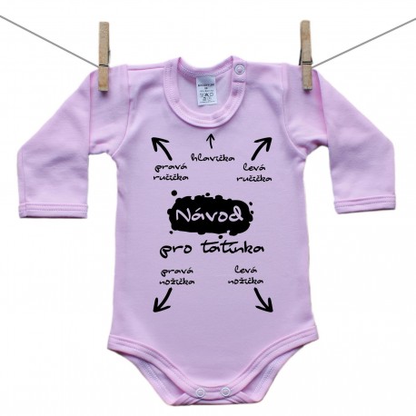 Růžové body s dlouhým rukávem Návod pro tatínka