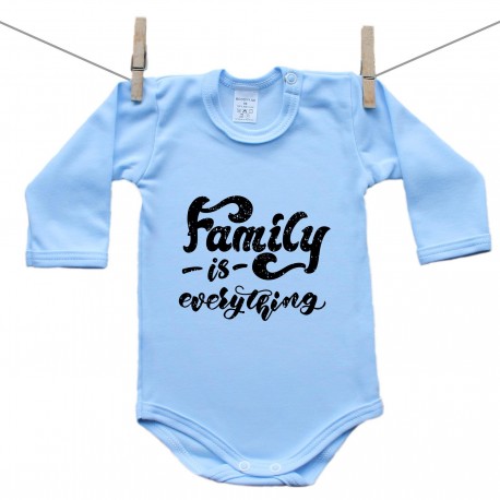 Modré body s dlouhým rukávem Family is everything