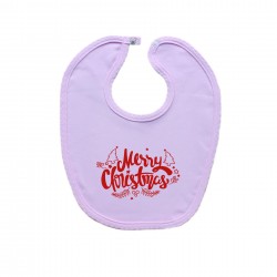 Růžový bryndáček na zapínání Merry Christmas