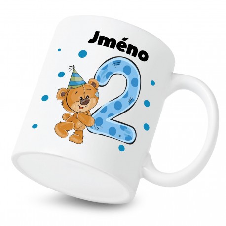 Hrnek Mám 2 roky s Medvídkem a jménem dítěte Chlapec