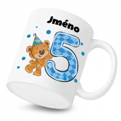Hrnek Mám 5 let s Medvídkem a jménem dítěte Chlapec