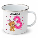 Smaltovaný hrnek Mám 3 roky s Medvídkem a jménem dítěte Dívka