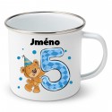 Smaltovaný hrnek Mám 5 let s Medvídkem a jménem dítěte Chlapec