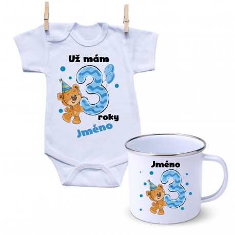 Sada Mám 3 roky s Medvídkem a jménem dítěte Chlapec