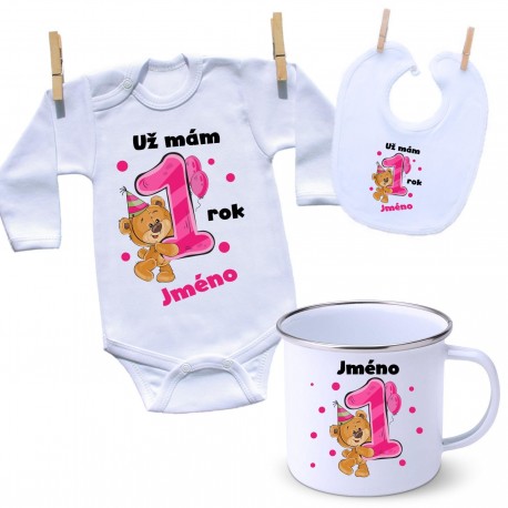 Sada Mám 1 rok s Medvídkem a jménem dítěte Dívka