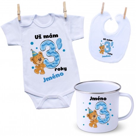 Sada Mám 3 roky s Medvídkem a jménem dítěte Chlapec Sada Mám 3 roky s Medvídkem a jménem dítěte Chlapec
